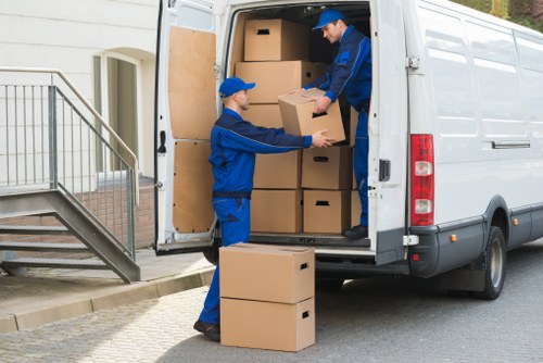Furniture transport and office items loaded for transit