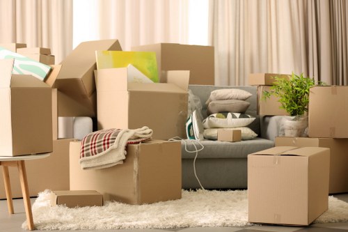 Packed boxes ready for a house move in Dulwich
