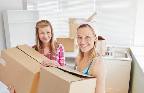 Packed boxes and furniture prepared for a Dulwich house move